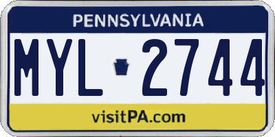 PA license plate MYL2744