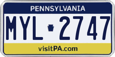 PA license plate MYL2747