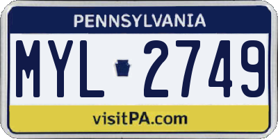 PA license plate MYL2749