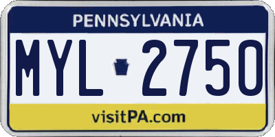 PA license plate MYL2750