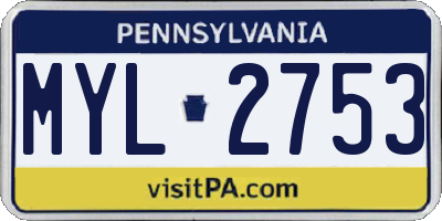 PA license plate MYL2753