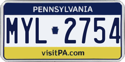 PA license plate MYL2754