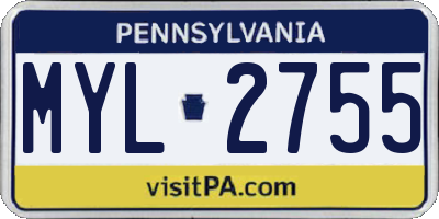 PA license plate MYL2755