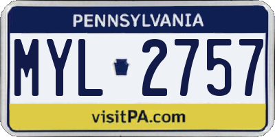 PA license plate MYL2757