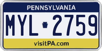 PA license plate MYL2759