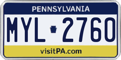 PA license plate MYL2760