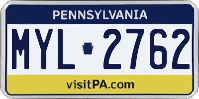 PA license plate MYL2762