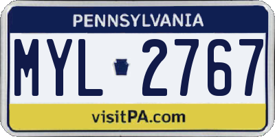 PA license plate MYL2767