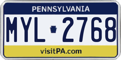 PA license plate MYL2768