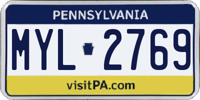 PA license plate MYL2769