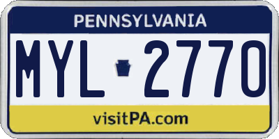 PA license plate MYL2770