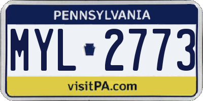 PA license plate MYL2773