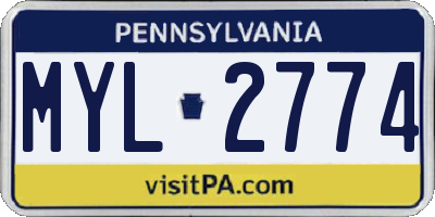 PA license plate MYL2774