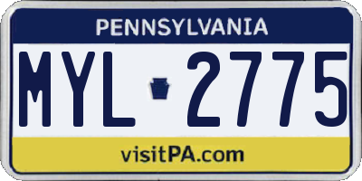 PA license plate MYL2775