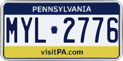 PA license plate MYL2776