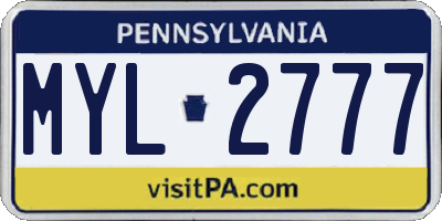 PA license plate MYL2777