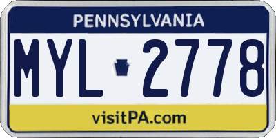 PA license plate MYL2778