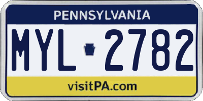 PA license plate MYL2782