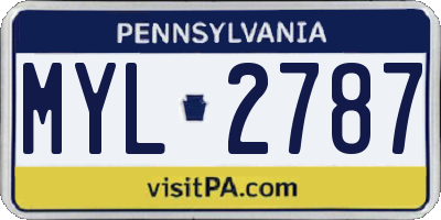 PA license plate MYL2787