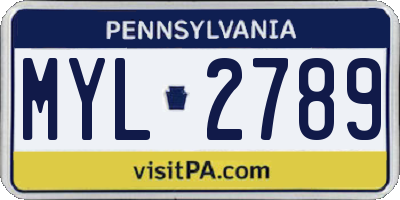 PA license plate MYL2789