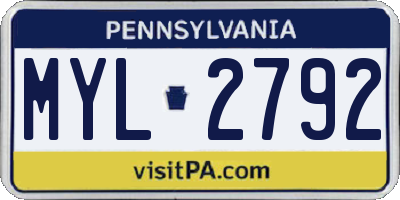 PA license plate MYL2792
