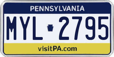 PA license plate MYL2795