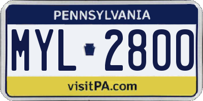 PA license plate MYL2800