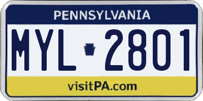 PA license plate MYL2801