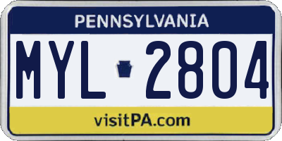 PA license plate MYL2804
