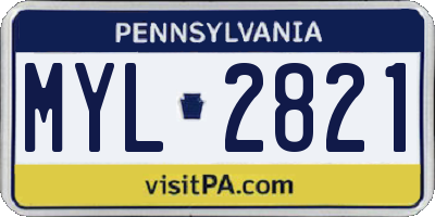 PA license plate MYL2821