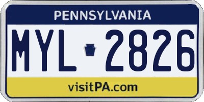PA license plate MYL2826