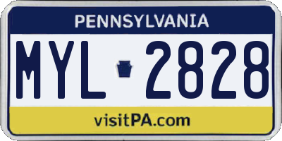 PA license plate MYL2828