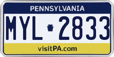 PA license plate MYL2833