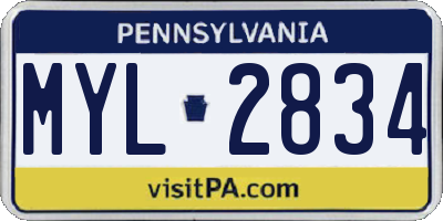 PA license plate MYL2834