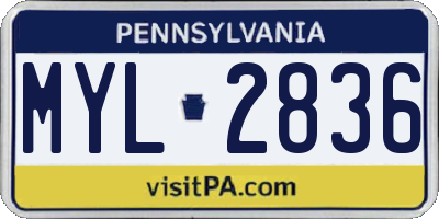 PA license plate MYL2836