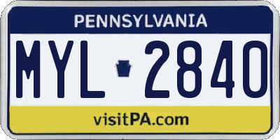 PA license plate MYL2840