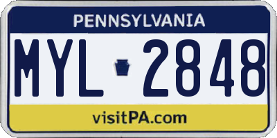 PA license plate MYL2848