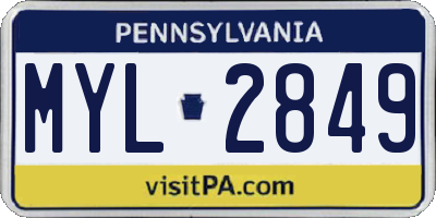 PA license plate MYL2849