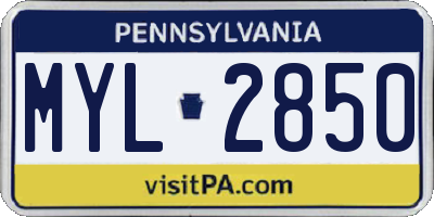 PA license plate MYL2850