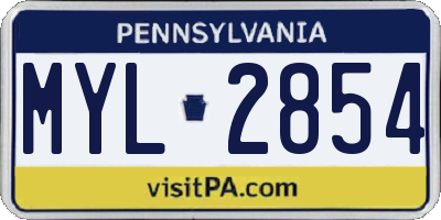 PA license plate MYL2854