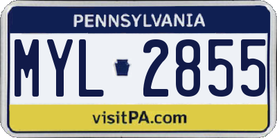PA license plate MYL2855