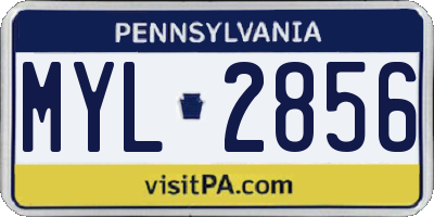 PA license plate MYL2856