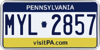 PA license plate MYL2857