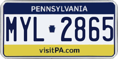 PA license plate MYL2865