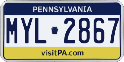PA license plate MYL2867
