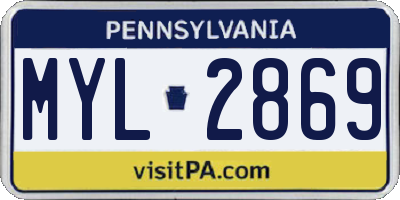 PA license plate MYL2869