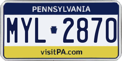 PA license plate MYL2870