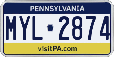PA license plate MYL2874