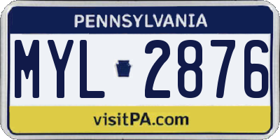 PA license plate MYL2876
