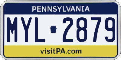 PA license plate MYL2879